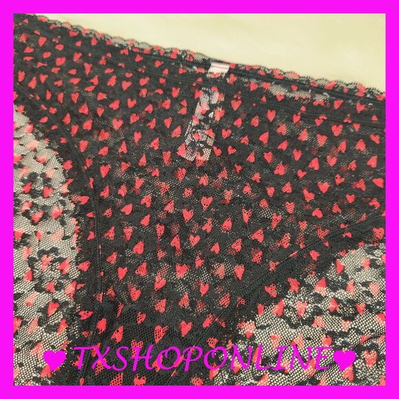 💗👙Victoria's Secret Red Hearts Black Lace Bikini Panties👙💗 - Picture 5 of 5